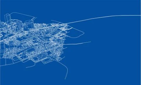 Outline city concept. Wire-frame style Stock Illustration