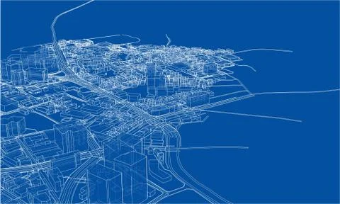Outline city concept. Wire-frame style イラスト素材