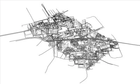 Outline city concept. Wire-frame style Stock Illustration