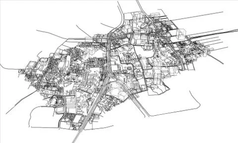 Outline city concept. Wire-frame style Stock Illustration