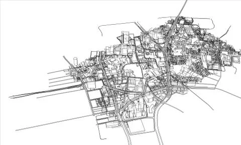 Outline city concept. Wire-frame style Stock Illustration