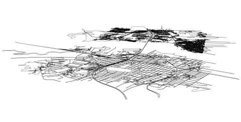 Outline city concept. Wire-frame style Stock Illustration