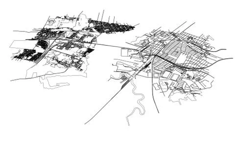 Outline city concept. Wire-frame style Stock Illustration