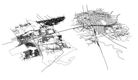 Outline city concept. Wire-frame style Stock Illustration