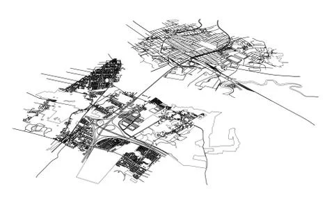 Outline city concept. Wire-frame style Stock Illustration