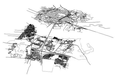 Outline city concept. Wire-frame style Stock Illustration