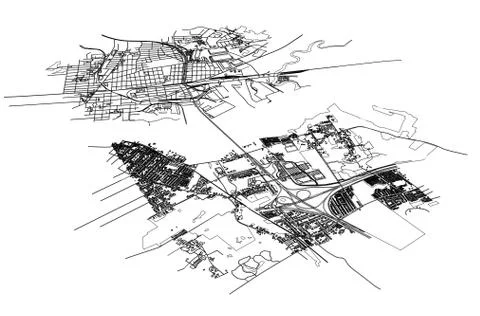 Outline city concept. Wire-frame style Stock Illustration
