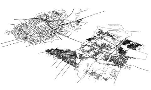 Outline city concept. Wire-frame style Stock Illustration