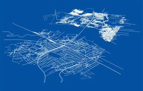 Outline city concept. Wire-frame style Stock Illustration