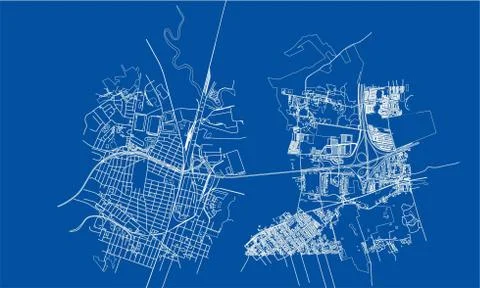 Outline city concept. Wire-frame style Stock Illustration