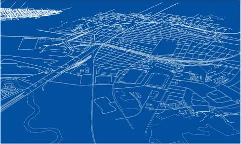Outline city concept. Wire-frame style Stock Illustration