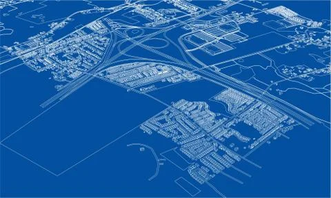 Outline city concept. Wire-frame style Stock Illustration