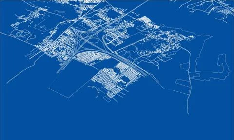 Outline city concept. Wire-frame style Stock Illustration