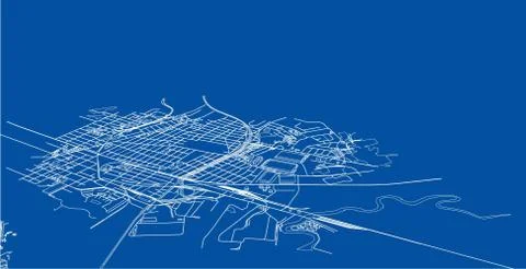 Outline city concept. Wire-frame style Stock Illustration