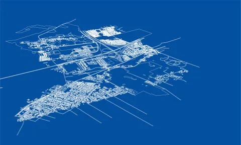 Outline city concept. Wire-frame style Stock Illustration