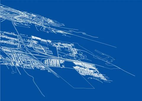 Outline city concept. Wire-frame style Stock Illustration