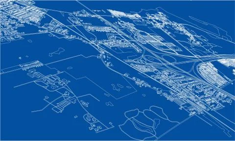 Outline city concept. Wire-frame style Stock Illustration
