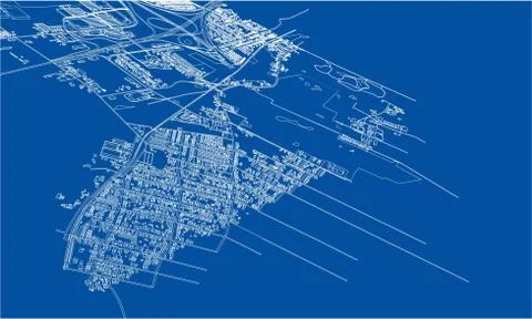 Outline city concept. Wire-frame style イラスト素材