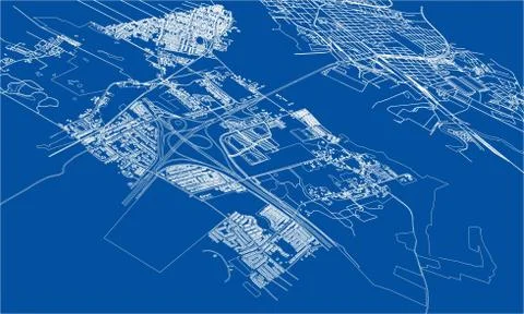 Outline city concept. Wire-frame style Illustrazione stock