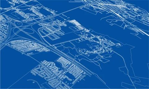 Outline city concept. Wire-frame style Stock Illustration