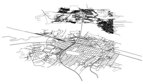 Outline city concept. Wire-frame style Stock Illustration