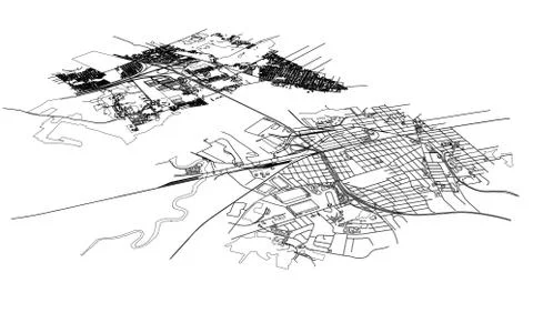 Outline city concept. Wire-frame style Stock Illustration