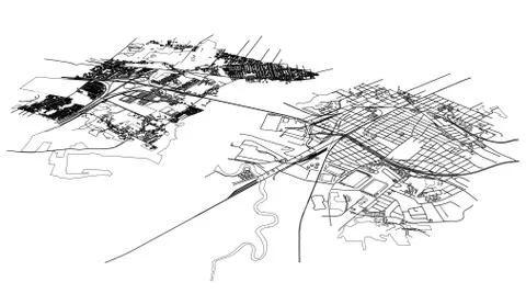 Outline city concept. Wire-frame style 스톡 일러스트