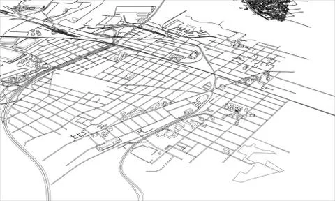 Outline city concept. Wire-frame style Stock Illustration