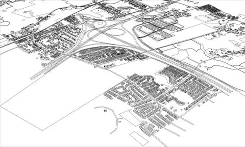 Outline city concept. Wire-frame style Stock Illustration