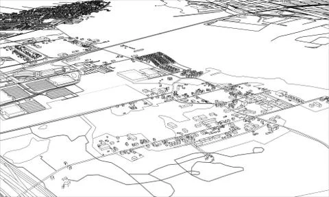 Outline city concept. Wire-frame style Stock Illustration