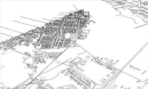 Outline city concept. Wire-frame style Illustrazione stock