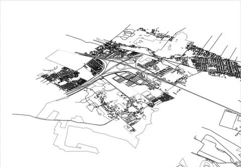 Outline city concept. Wire-frame style Stock Illustration
