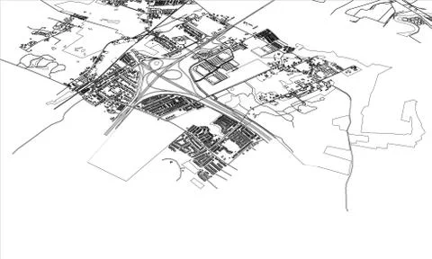 Outline city concept. Wire-frame style Illustrazione stock