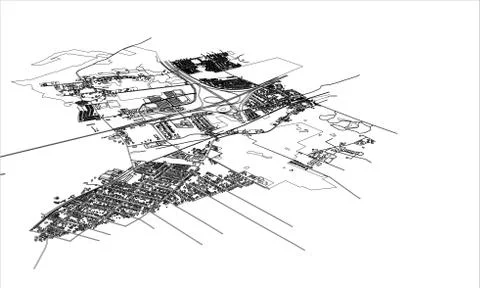 Outline city concept. Wire-frame style Stock Illustration