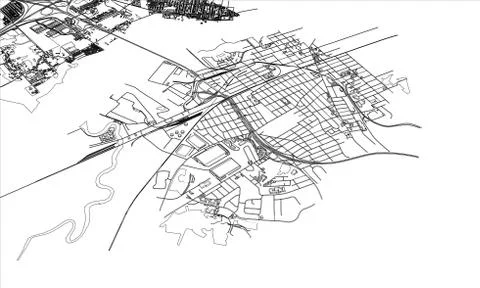 Outline city concept. Wire-frame style Stock Illustration