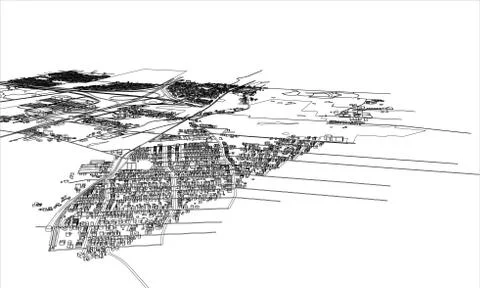 Outline city concept. Wire-frame style Stock Illustration