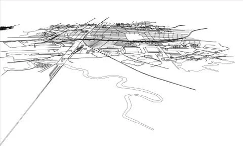 Outline city concept. Wire-frame style Stock Illustration