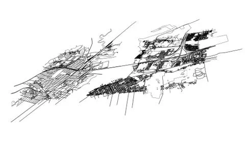 Outline city concept. Wire-frame style Stock Illustration
