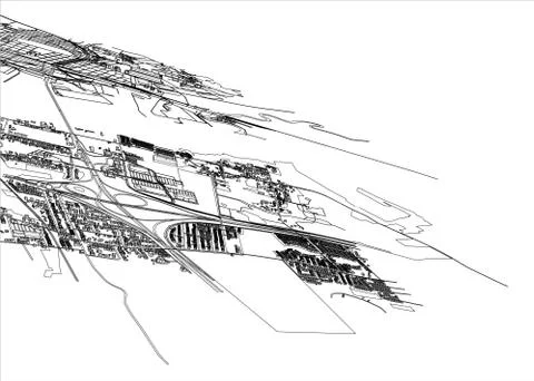 Outline city concept. Wire-frame style Illustrazione stock
