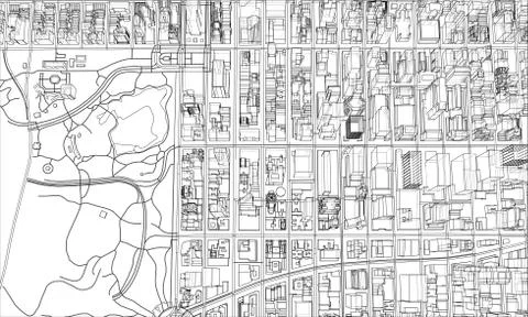 Outline city concept. Wire-frame style Stock Illustration