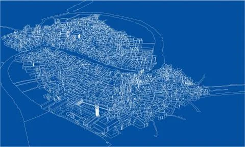 Outline city concept. Wire-frame style Stock-Illustration