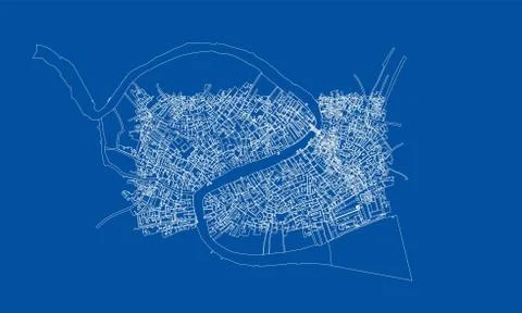Outline city concept. Wire-frame style Stock Illustration