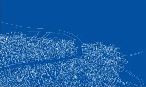 Outline city concept. Wire-frame style Stock Illustration