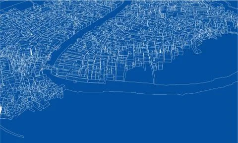 Outline city concept. Wire-frame style Illustrazione stock