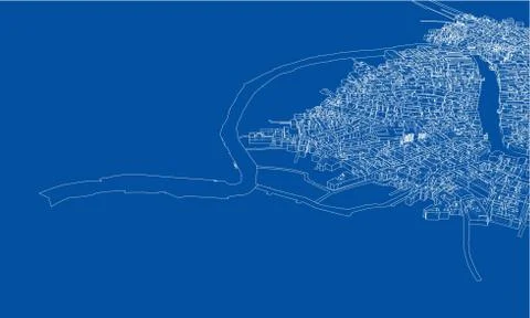Outline city concept. Wire-frame style Illustrazione stock