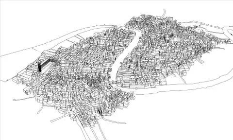 Outline city concept. Wire-frame style Stock Illustration