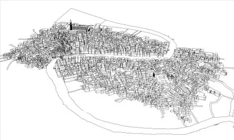 Outline city concept. Wire-frame style Stock Illustration
