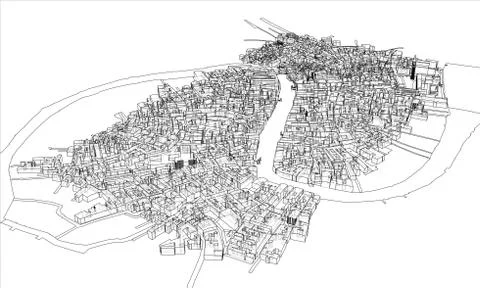 Outline city concept. Wire-frame style Stock Illustration