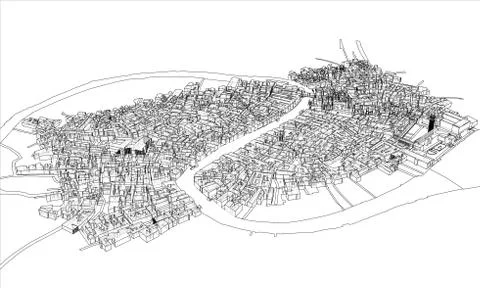 Outline city concept. Wire-frame style Stock Illustration