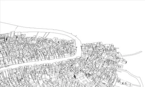 Outline city concept. Wire-frame style イラスト素材